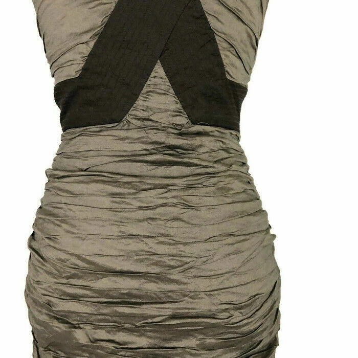 BCBGMaxAzria Women's Size 2 Simsom Cocktail Mini Dress Bodycon Tafetta Mocha - Image 4 of 4