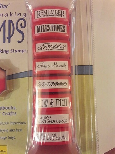 Juego de 16 estampillas autoentintadas MessageStor de nostalgia familiar con bandejas de almacenamiento - Imagen 2 de 6