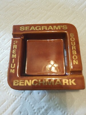 Seagram's Premium Bourbon Benchmark Vintage Liquor Ceramic Advertising Ashtray