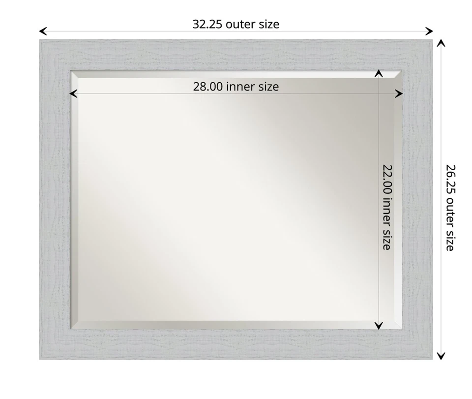 Espejo de baño blanco para lavabo, espejo de tocador rectangular blanco Shiplap 26x32... Foto 4 de 4