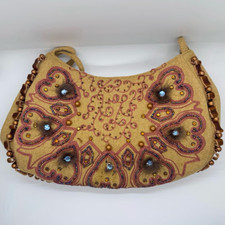 Braciano - Light Brown Handbag/Purse - embroidered and beaded - BOHO