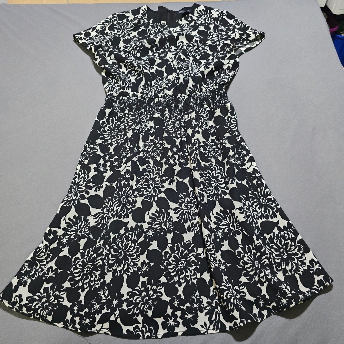Brooks Brothers Floral Dress Women 10 Black White Crochet Waist