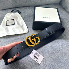 Gucci Black Leather GG Logo Buckle Belt - Women Size 4-6 85cm