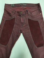 Pantalone Jeans Jeckerson Originale Taglia 30 Rosso Bordeaux Davanti Patch...