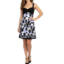 Diane Von Furstenberg For Neiman Marcus Black Silk Floral Sleeveless Dress Sz 2