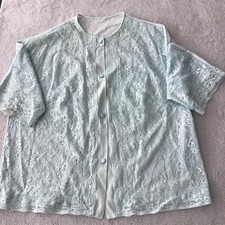 Vintage Powder Blue Lace Bed Jacket Button Front 80 s