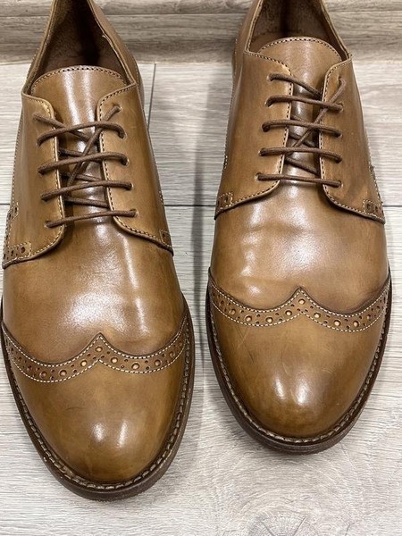 Men Navyboot Heels Brown Leather 41 #B9BX