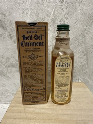 Vintage Embossed 1930s Forni's Heil-Oel Liniment Bottle Chicago