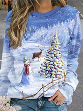 Winter Wonderland Sweater Snowman Reindeer Christmas Tree Knit Jumper S-5XL