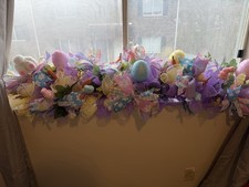 Handmade Easter Garland Ribbon Eggs Carrots Bunny garland 54 inch’s 1/2 off 