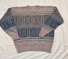 Vintage 90s Saturdays Geometric Knit Sweater Men  s XL Made Korea Oversized