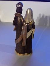 Holy Family Nativity Wood Look Carving Sculpture 12" Tall Ceramic