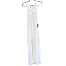 New Fashion Nova Womens Medium Off-White Don't Stop Your Lovin Lacy Halter Dress