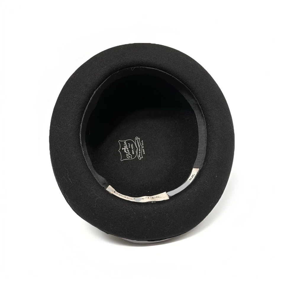Eric Javits, Ann Taylor 100% Lana Ala Negra BOWLER DERBY SOMBRERO con Lazo de Satén Foto 4 de 4