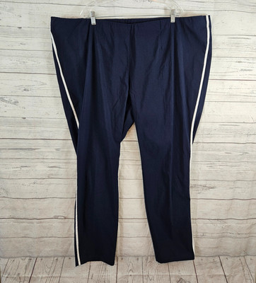 Ulla Popken Womens Pants Sz 32 Blue White Pull Om 