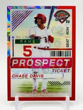 CHASE DAVIS - SP RED CRACKED ICE PROSPECT TICKET #4 - 2024 Panini Prospect Edn.