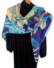 51"x51"Forest Leopard Print 70 Cashmere 30 Silk Thin Scarf 130x130cm 6-25