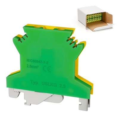 10 PCS USLKG2.5 Ground Circuit Connection Terminal Block DIN Rail 800V 32A