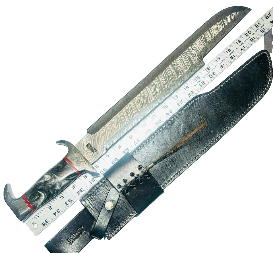 Cubiertos de impacto personalizados Damasco hoja cuchillo 21,5" espada machete cuchillos hechos a mano Foto 2 de 4