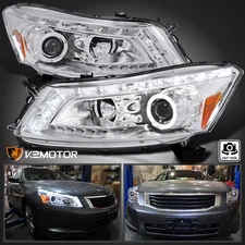 Fits 2008-2012 Honda Accord 4DR Sedan LED Halo Projector Headlights Lamps 08-12