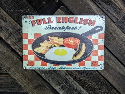 Full English Breakfast Sign - Retro British Diner Decor - 12 x 8 in