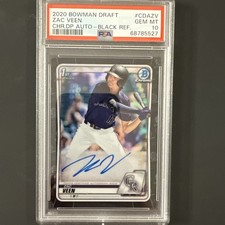2020 Bowman Draft ZAC VEEN- Black Ref. - Chr DP 1st Bowman Auto  #CDA-ZV PSA 10!