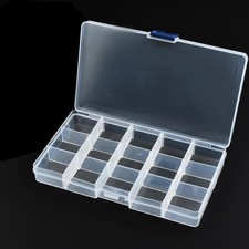 15 Grids Jewelry Organizer Plastic Clear Case, Plastic Bead Organizers with A...