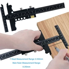 T Shaped Woodworking Ruler 0‑100mm 0‑210mm Range Aluminum Alloy Marking Gauge