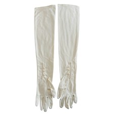 Vintage Fabric Elbow Gloves Size 7 Wedding Pearl Embellished