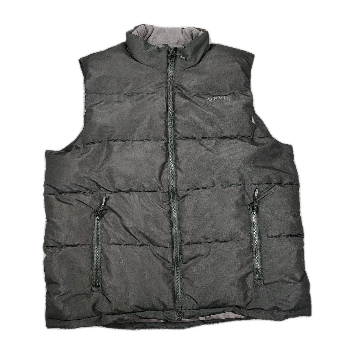 Orvis Puffer Vest Men's Large Black Full Zip Padded Outdoors Ripstop Insulated