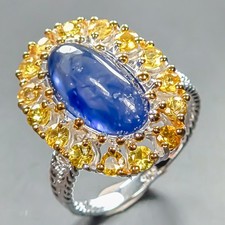 Vintage jewelry Blue Sapphire Ring 925 Sterli...