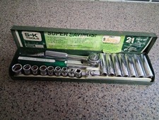 S-k Tools 14 Drive Vintage Sae Set With Case 21 Pieces - Deep Reg Sockets