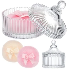 3 Pcs Large Body Powder Puff and Container Valentine's Day gift Powder Container