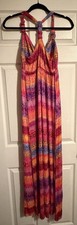 New Directions Women's Long Maxi Dress Multicolor Size L Stretch Sleeveless