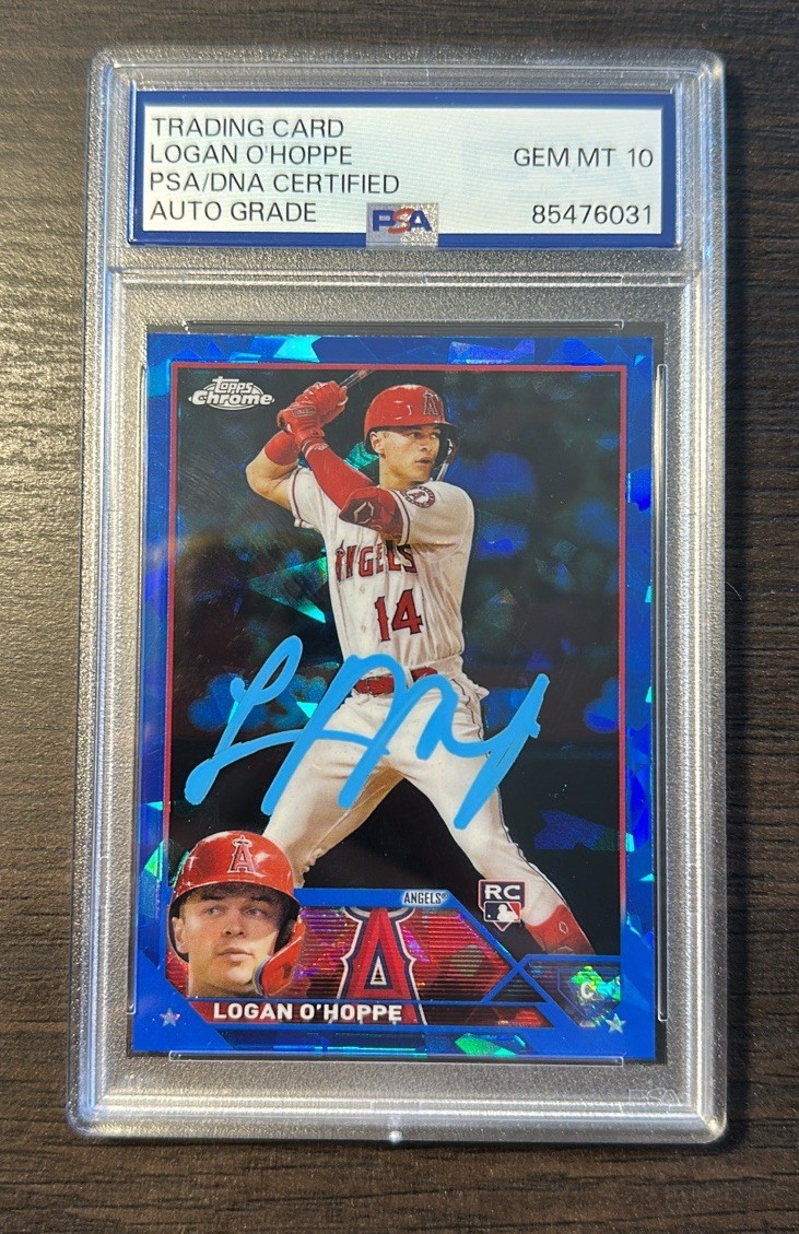2023 Topps Chrome Sapphire Logan O’Hoppe PSA 10 Auto #363 RC Rookie Angels