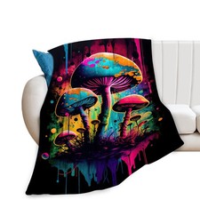 Mushroom Blanket Graffiti Throw Blankets Funky Mushroom Stuff Gifts for Men W...
