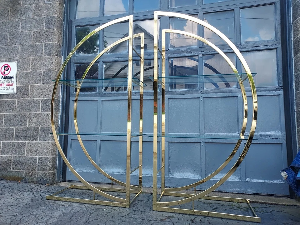 Vintage MILO BAUGHMAN DOUBLE D Brass Etagere MID CENTURY MODERN Shelving Display - Image 3 of 4