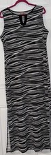 Chicos 2 (Large) Lightweight Maxi Dress Sleeveless Stretchy Black White Keyhole