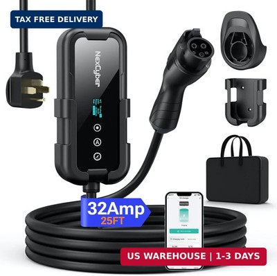 Level 2 EV Charger 32Amp with WiFi APP/Plug-Play, 240V NEMA 14-50P Plug, 25FT Ca