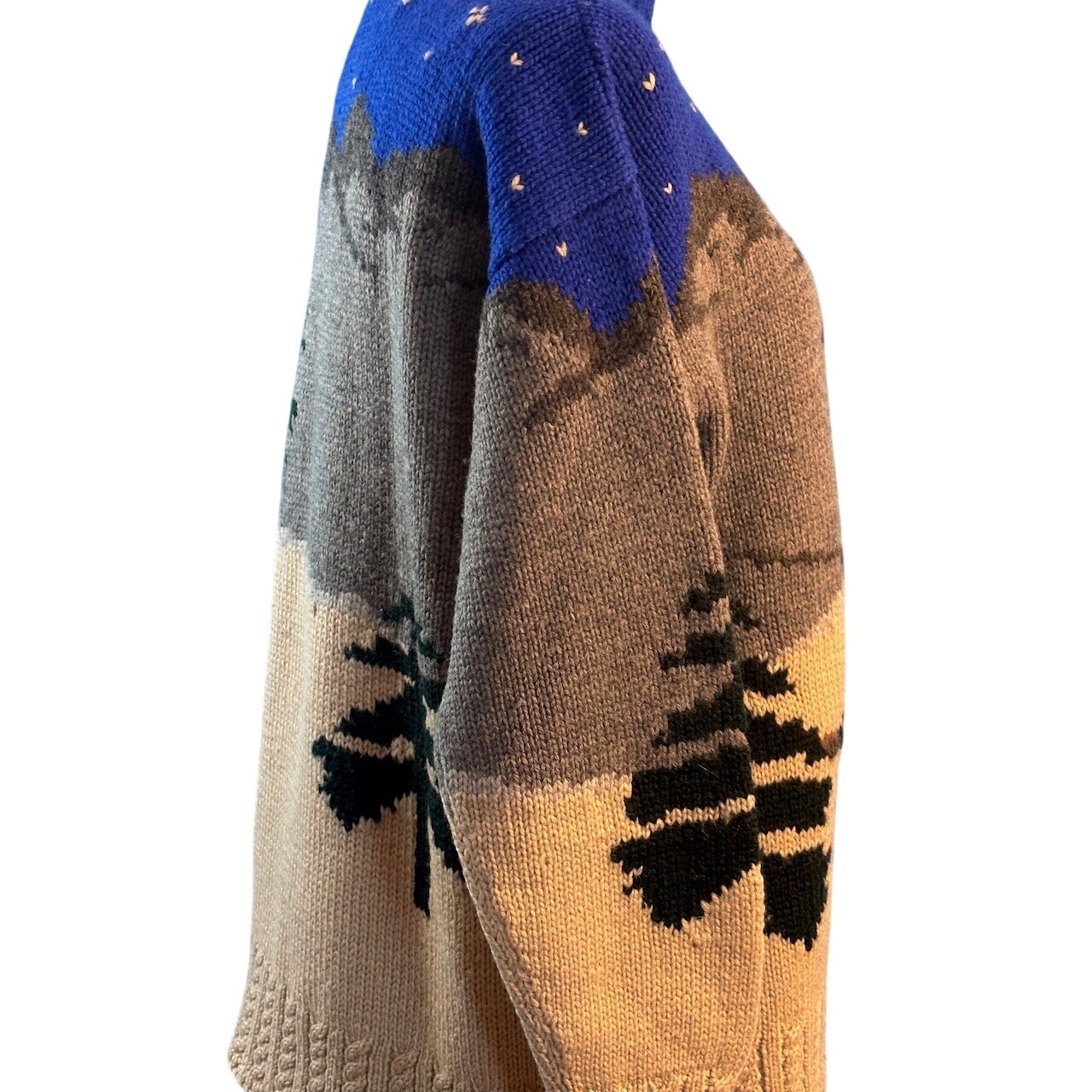 Vtg Ralph Lauren Intarsia Skiier Mountain Pullover Sweater WOOL Oversized P S image 3