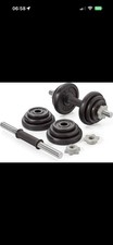 Cast Iron Spinlock Dumbbell York Fitness 20kg Hand Weights Set of 2 - Black