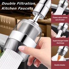 3 Modes Kitchen Stainless Steel Faucet 360  Rotate Bubbler Nozzle Double-layer d