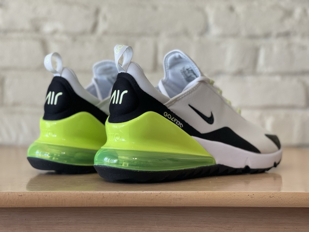 Nike Air Max 270 Spikeless Golf Shoes White Black Volt Green