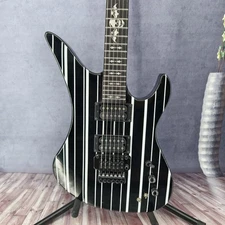 Schecter Synyster Custom-S Guitar, Black-White Striped Signature Model