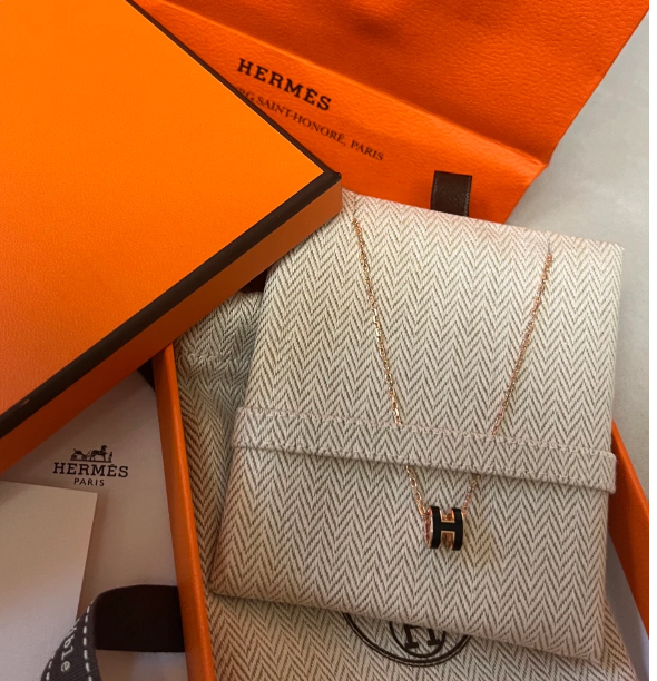 Hermes Mini Pop H Pendant Rose Gold & Noir H147992FO03 | eBay