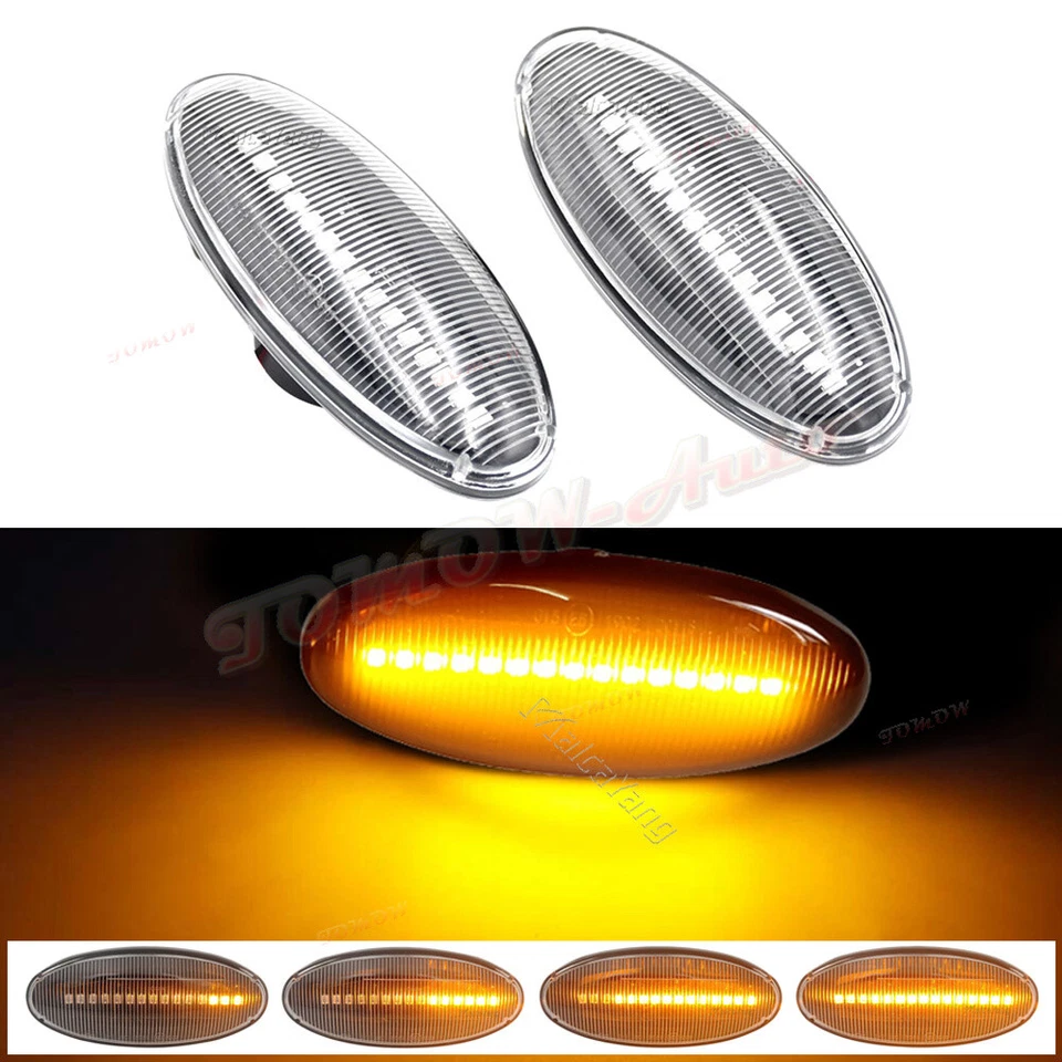 Clear For Nissan PickUp 1998-2002 2003 2004 2005 LED Dynamic Side Marker Light - Image 2 of 4