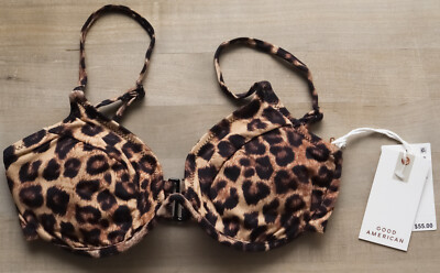 Good American Show Off Curve Bikini Top GSW0034 Leopard004 Size 0 (X Small)