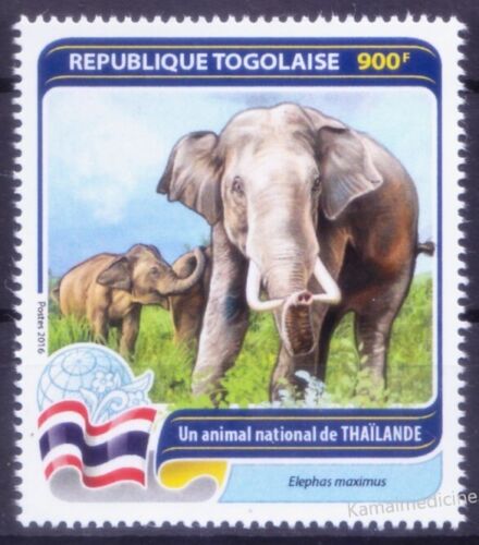 Togo 2016 MNH, National animal of Thailand - Asian elephant, Flag Wild Animals  - Picture 1 of 1