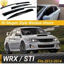 Window Visor Rain Wind Vent Guards 3D MUGEN Style For 12-14 Subaru WRX STI Sedan