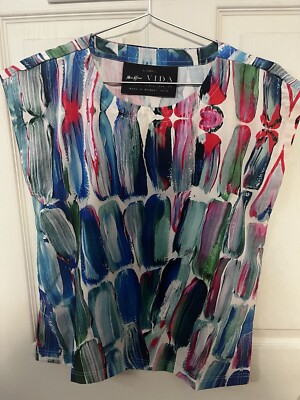 a ARTIST & DESIGNER Noelle Jay Abstract VIDA Designed In NY X-SMALL Top Shirt